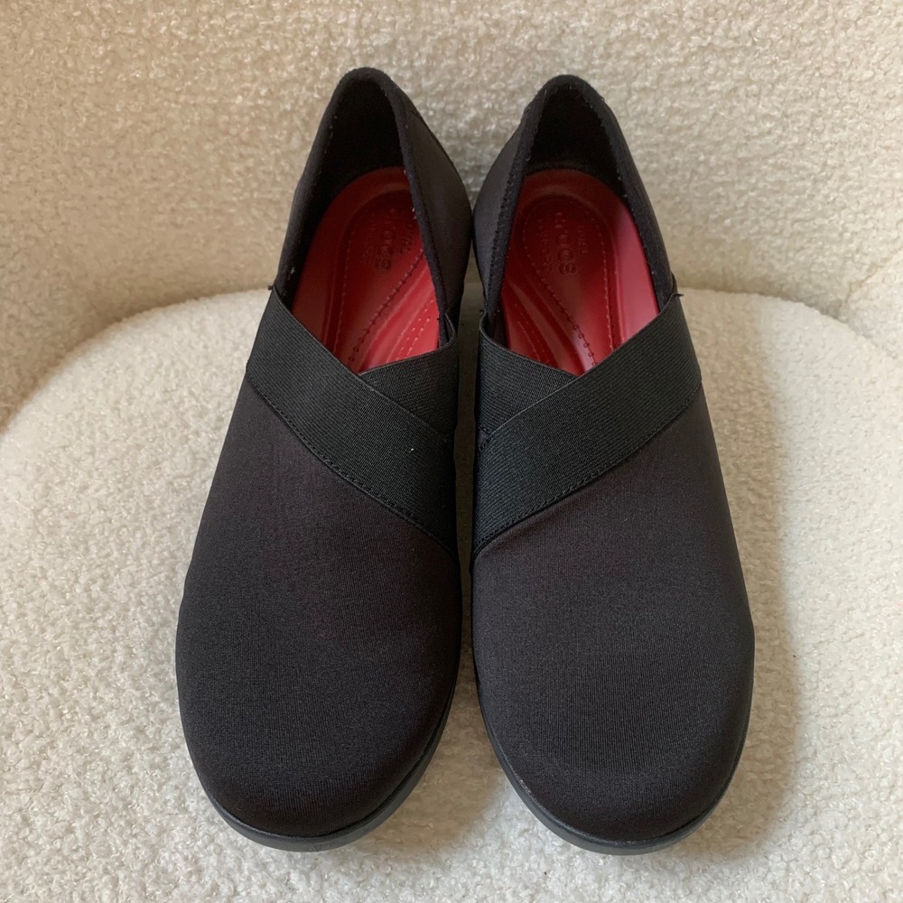 Crocs Women's Busy Day Stretch Wedge Dual Comfort Black Size 11 Slip On Shoes